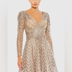 Mac Duggal Metallic Embellished Midi Dress